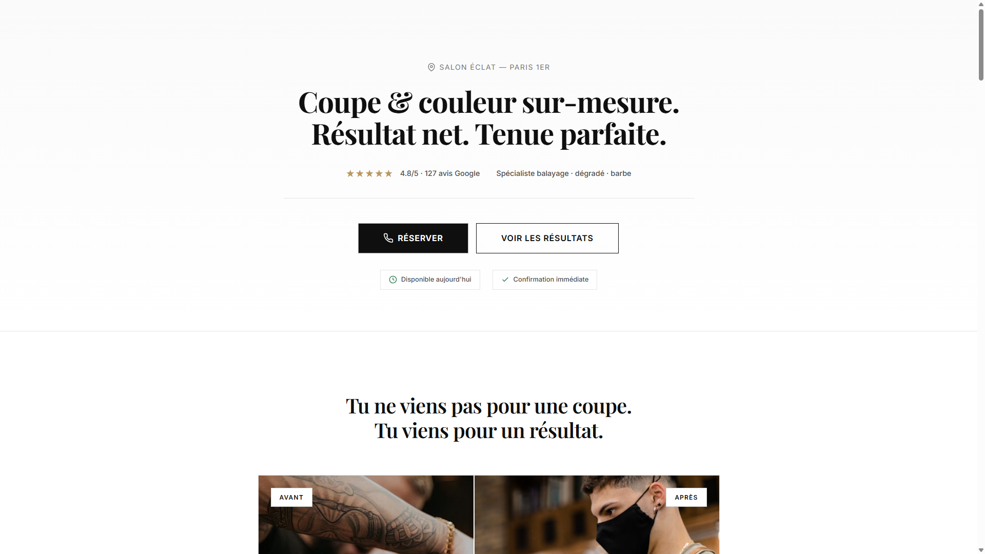 Landing premium institut beauté